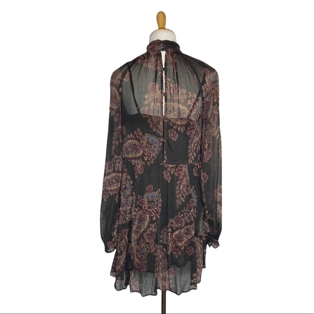 Free People Monnstruck Black Paisley Chiffon Flowy Dress xs - Picture 11 of 16
